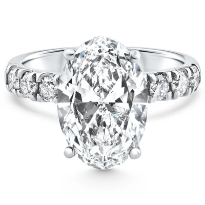 Certified 5.28Ct Oval Diamond Side Halo Engagement Ring 14k White Gold Lab Grown