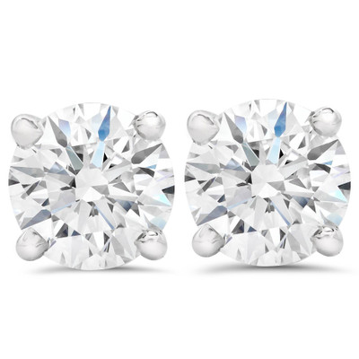 3/4ct Diamond Studs Round Cut With Screw Backs 14K White Gold Lab Created