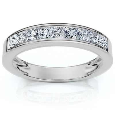1/2Ct Princess Cut Diamond Wedding Ring 14k Gold Channel Set Lab Grown