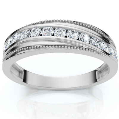 1/2Ct Men's Diamond Wedding Anniversary Ring 10k Gold Lab Grown Channel Set