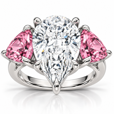 Certified 15.40Ct Pear Shape Diamond Pink Topaz Engagement Ring Gold Lab Grown