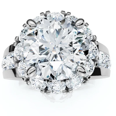 Certified 5Ct Lab Grown Diamond Halo Engagement Ring 14k White Gold