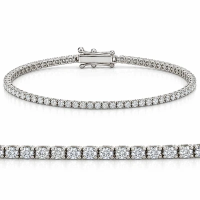 3 Carat Round Cut Lab Grown Diamond Tennis Bracelet In 14k White Gold 7"