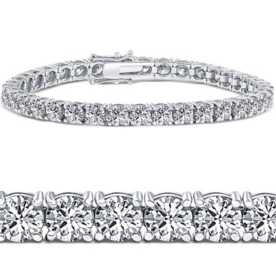 10 Ct Lab Grown Round Cut Diamond Tennis Bracelet 14K White Gold 7"