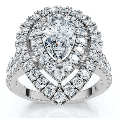 2 Ct TW Pear Shape Halo Diamond Engagement Ring 14k White Gold Lab Grown