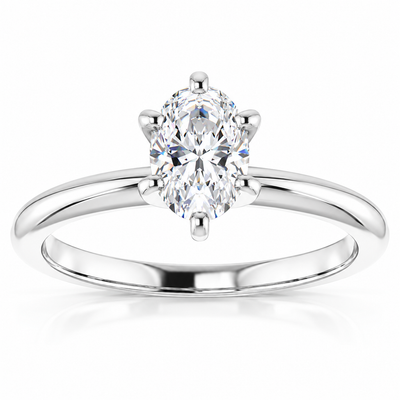 1/2 Ct Oval Solitaire Diamond Engagement Ring Lab Grown White or Yellow Gold