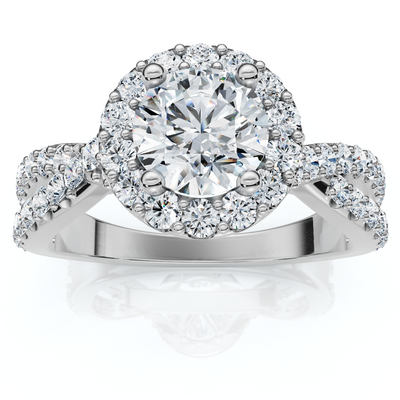 1 Ct Halo Intertwined EX3 Lab Grown DIamond Engagement Ring 14k White Gold 1 Ct Halo Intertwined EX3 Lab Grown DIamond Engagement Ring 14k White Gold