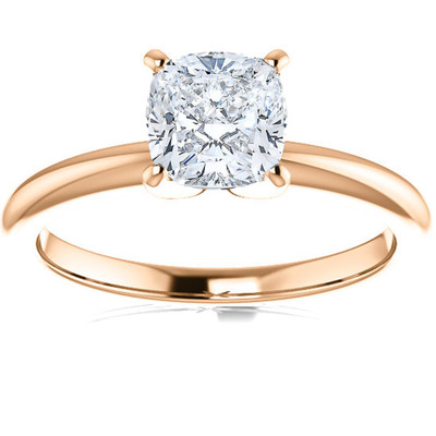 1 CT Cushion Diamond Engagement Ring 14k Rose Gold Lab Grown IGI (D/VS1)