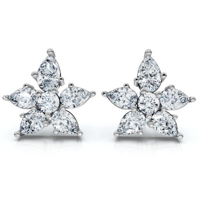 2Ct Pear Shape Cluster Diamond Earrings 14k Gold Lab Grown Women's