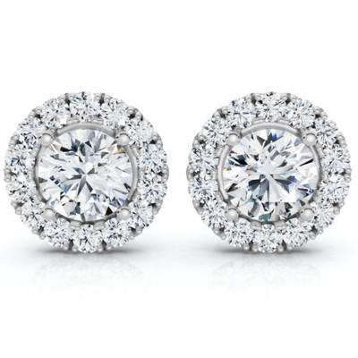 2 1/2Ct Diamond Halo Studs 14k Gold Lab Grown Women's Earrings