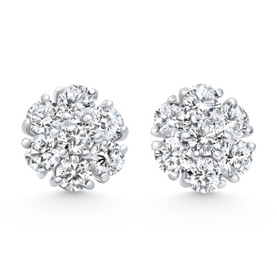3.60Ct Diamond Cluster Pave Studs Screwback Earrings 14k Gold Lab Grown