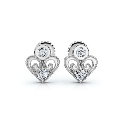 Diamond Heart Studs 14k White, Yellow, or Rose Gold Lab Grown Women's Earrings