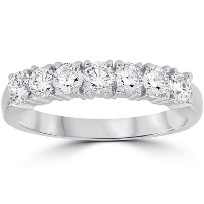 3/4 Ct Lab Grown Diamond EX3 7-Stone Wedding Ring 14k White Gold
