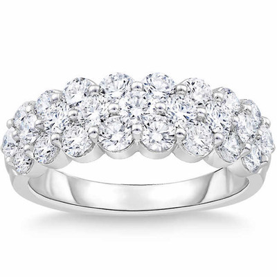 2 Ct Lab Grown Diamond Wedding Wide Anniversary Ring 10k White Gold