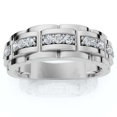 1/3 Ct Mens Lab Grown Diamond Wedding Ring White Gold Anniversary Band