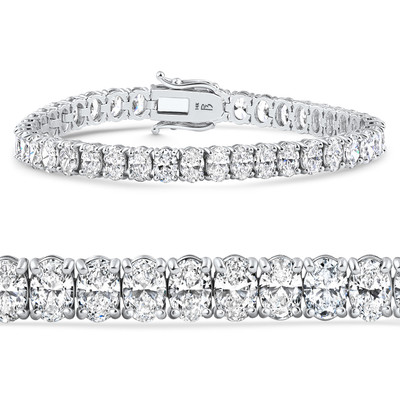 16Ct TW Oval Diamond Tennis Bracelet 14k Gold 7" Lab Grown