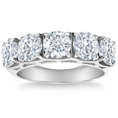 3 3/4Ct 5-Stone Lab Grown Diamond Wedding Ring 14K White Gold