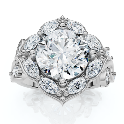 Certified 2.50 - 6.40Ct Diamond Vine Engagement Ring 14k Gold Lab Grown