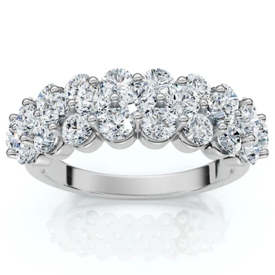 2Ct Multi Row Diamond Anniversary Ring 14k Gold Lab Grown