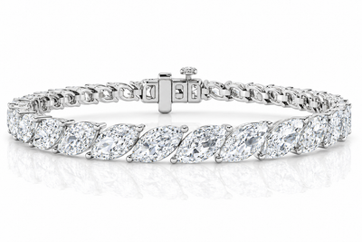 13Ct Marquise Diamond Tennis Bracelet 14k Gold Lab Grown 7"