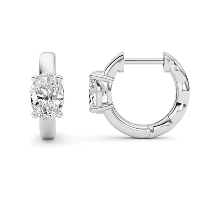 2Ct TW Oval Diamond Hoops 14k Gold Lab Grown Huggie Earrings