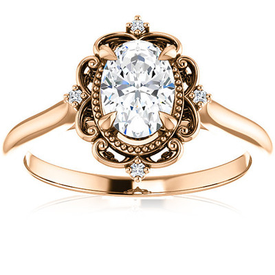 1 Ct Oval Diamond Engagement Ring 14k Rose Gold Lab Grown