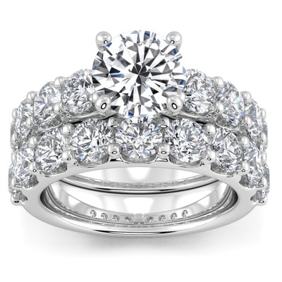 Certified 6ct Diamond Engagement Wedding Ring Set 14K White Gold Lab Grown