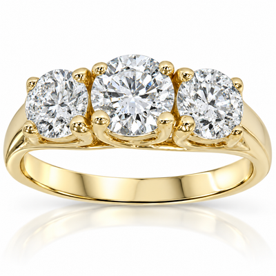 3 1/2ct Diamond 3-Stone 14k Yellow Gold Engagement Ring Lab Grown