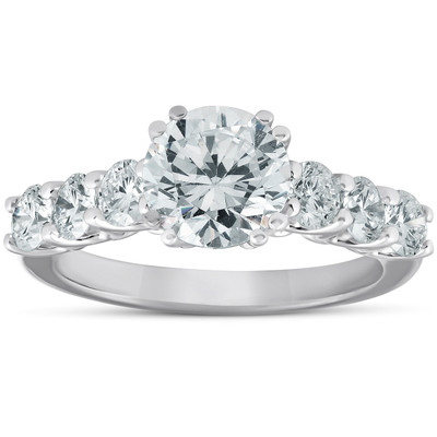2 Ct Diamond Engagement Ring 14k White Gold Lab Grown