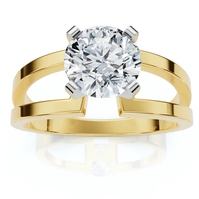 Certified 2ct Round Solitaire Lab Grown Diamond Engagement Ring 14K Yellow Gold