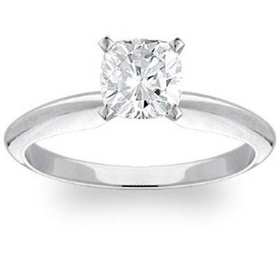 1 Carat Cushion Diamond Solitaire Engagement Ring 14K White Gold Lab Grown