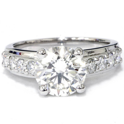 2ct Round Diamond Solitaire Engagement Ring 14k White Gold Lab Grown