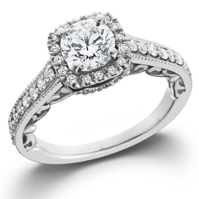1ct Cushion Diamond Halo Engagement Ring 14K White Gold Lab Grown