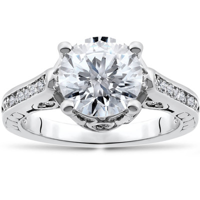 Certified 2 1/3Ct Diamond Engagement Ring 14k White Gold Lab Grown