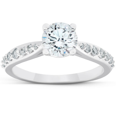 1 1/2Ct Diamond Diamond Engagement Classis Ring 14k White Gold Lab Grown