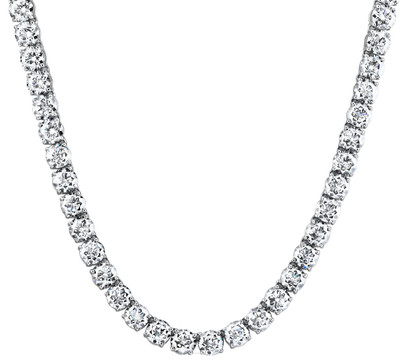 42Ct TW Diamond Tennis Necklace 14k White Gold 16.5" Lab Grown