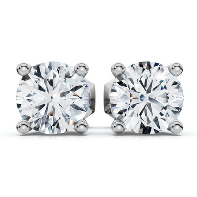 1 Ct TW Round Cut Diamond Screw Back Studs 14k White Gold Lab Grown