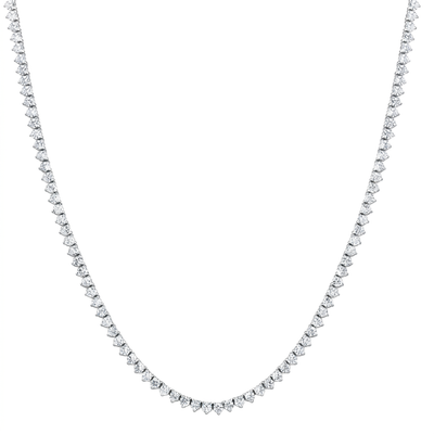 F/VS 5.59Ct Diamond Tennis Necklace 3-Prong 14k White Gold 16" Lab Grown