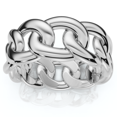 Mens Solid Heavy 8mm 14k Gold Cuban Link Ring