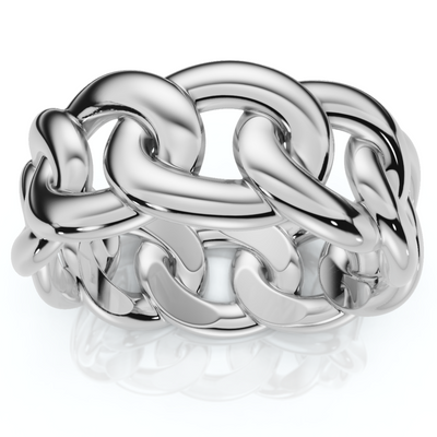 Mens Solid Heavy 8mm 14k Gold Cuban Link Ring
