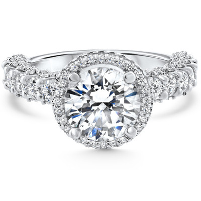 Certified 3.52Ct Pave Round Diamond Engagement 14k White Gold Lab Grown