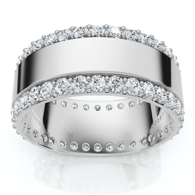 1Ct Lab Grown Diamond Ring Mens Textured Wedding 8mm Band White or Yellow Gold
