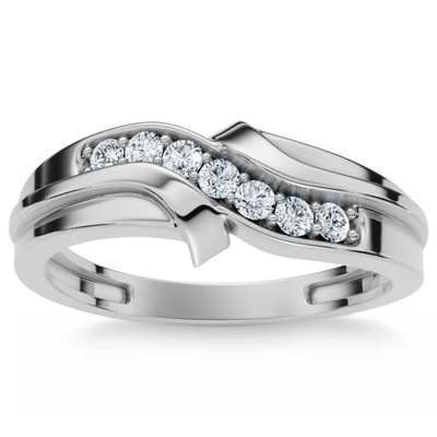 Men's Diamond Curve Polished Wedding Ring Lab Grown 10k Gold