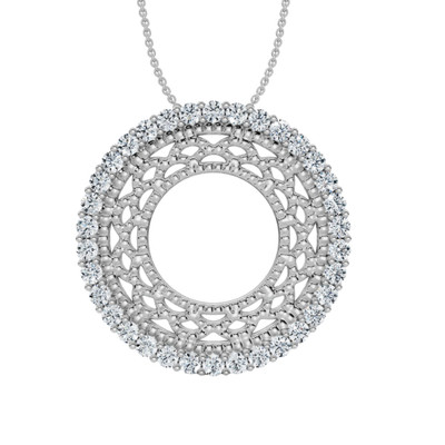 1/3Ct Circle Diamond Pendant 14k Gold 3/4" Tall Necklace Lab Grown