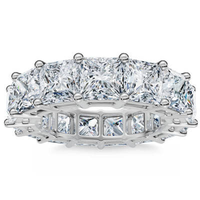 8Ct Princess Cut Diamond Eternity Ring 14k Gold Lab Grown 4.5mm Wide