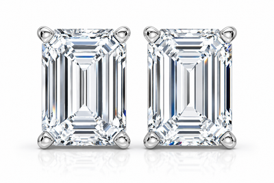 2Ct TW Emerald Cut Diamond Studs 14k Gold Lab Grown