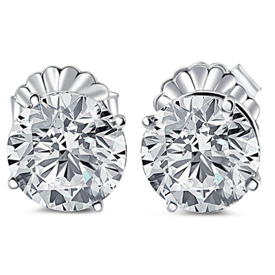 Certified 6.00CT Round Diamond Studs 14k White Gold Lab Grown