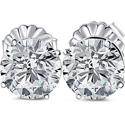 8Ct TW Certified Lab Grown Diamond Studs in 14k White Gold