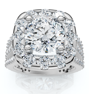 Certified 4Ct Diamond 3-Row Engagement Ring 14k Gold Lab Grown