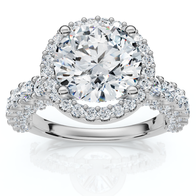 Certified 3 1/5Ct Pave Diamond Engagement Ring 14k Gold Lab Grown